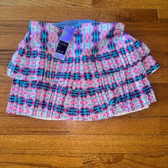 NWT Lucky in Love Women's Tennis Skort Pink Blue Geometric Stretch Lightweight - Picture 4 of 4